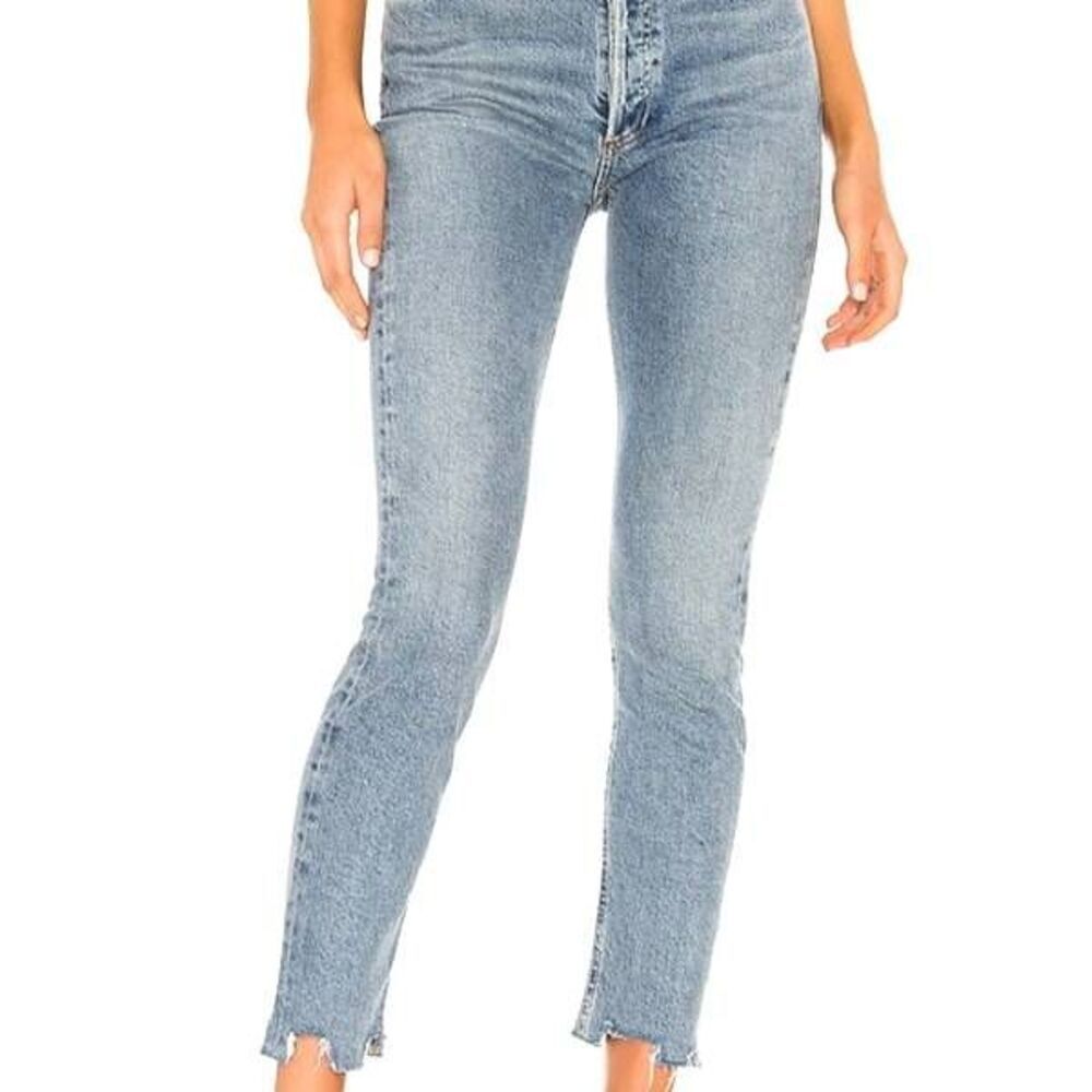 Agolde Nico High Rise Slim distressed hem jeans sz 30